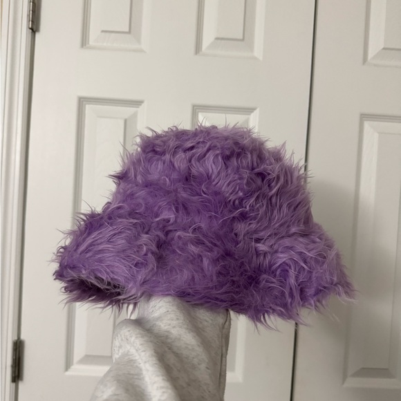 Purple Fuzzy Bucket Hat - Picture 1 of 4
